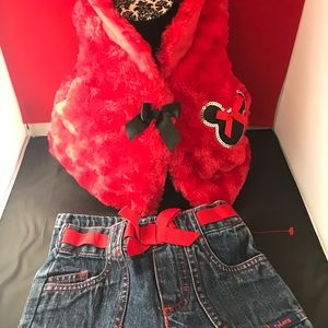 Little girls red vast  & jeans 18 months